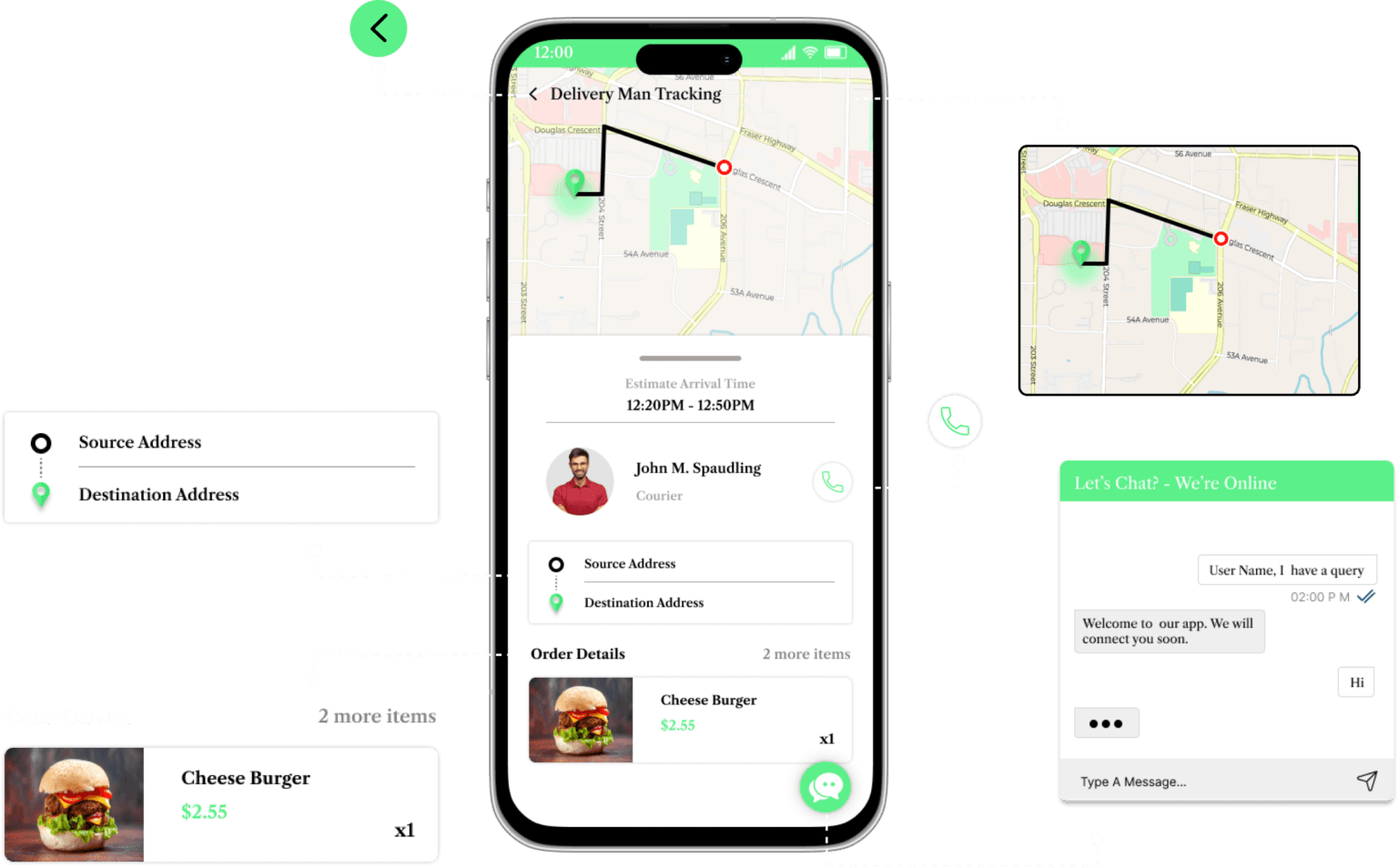 Food app UI elements