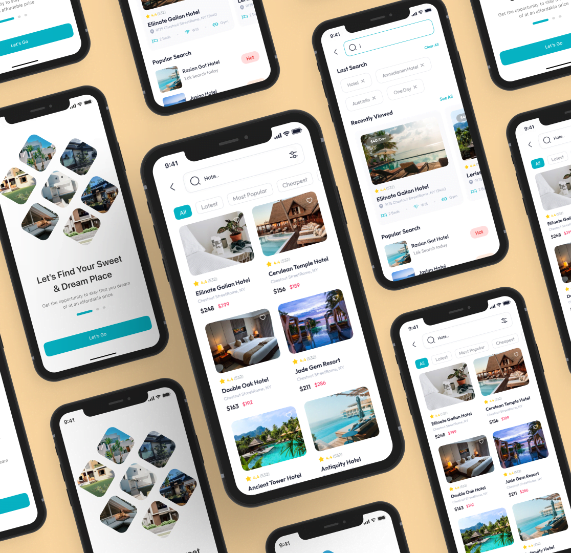 Vacation Booking App Screens